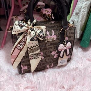Juicy Couture Simply Sweet Bow Satchel Brown and Pink